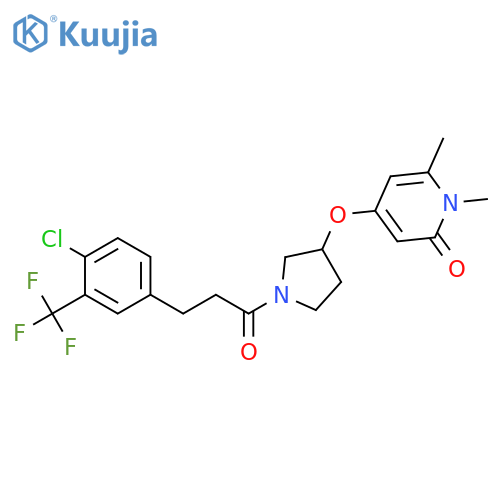 4-[1-[3-[4-chloro-3-(trifluoromethyl)phenyl]propanoyl]pyrrolidin-3-yl]oxy-1,6-dimethylpyridin-2-one structure
