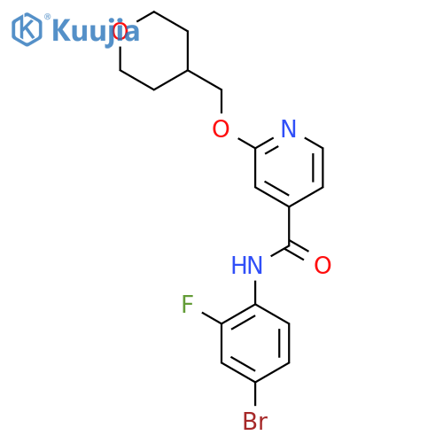 N-(4-bromo-2-fluorophenyl)-2-((tetrahydro-2H-pyran-4-yl)methoxy)isonicotinamide structure