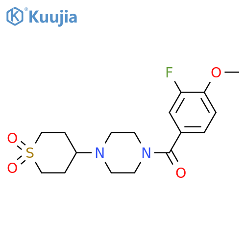 4-[4-(3-fluoro-4-methoxybenzoyl)piperazin-1-yl]-1lambda6-thiane-1,1-dione structure