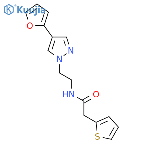 N-{2-[4-(furan-2-yl)-1H-pyrazol-1-yl]ethyl}-2-(thiophen-2-yl)acetamide structure