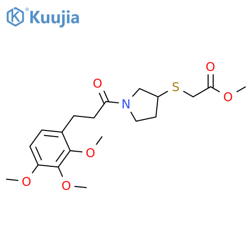 methyl 2-({1-3-(2,3,4-trimethoxyphenyl)propanoylpyrrolidin-3-yl}sulfanyl)acetate structure
