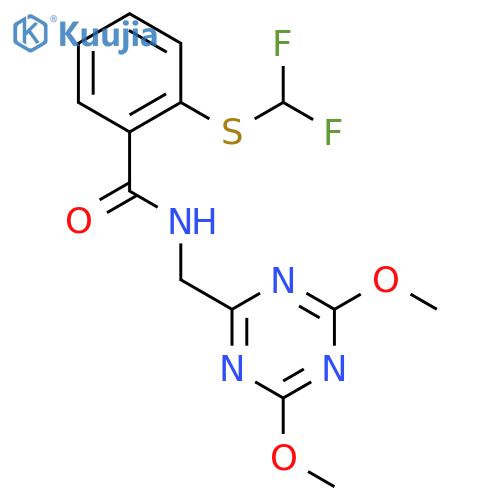 2-(difluoromethyl)sulfanyl-N-(4,6-dimethoxy-1,3,5-triazin-2-yl)methylbenzamide structure