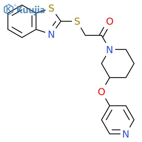 2-(1,3-benzothiazol-2-ylsulfanyl)-1-3-(pyridin-4-yloxy)piperidin-1-ylethan-1-one structure