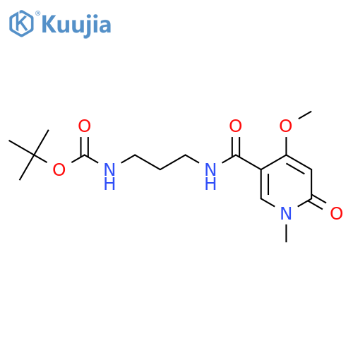 Tert-butyl (3-(4-methoxy-1-methyl-6-oxo-1,6-dihydropyridine-3-carboxamido)propyl)carbamate structure