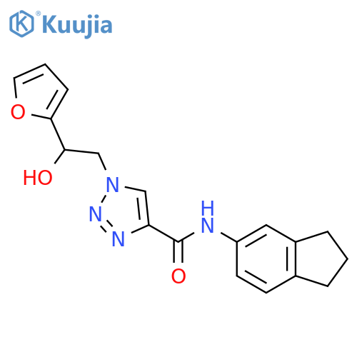 N-(2,3-dihydro-1H-inden-5-yl)-1-2-(furan-2-yl)-2-hydroxyethyl-1H-1,2,3-triazole-4-carboxamide structure