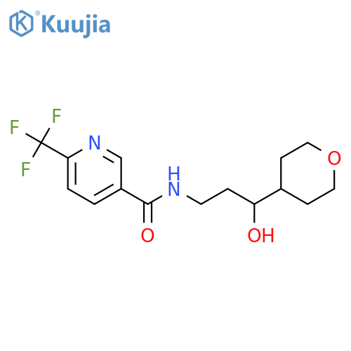 N-[3-hydroxy-3-(oxan-4-yl)propyl]-6-(trifluoromethyl)pyridine-3-carboxamide structure