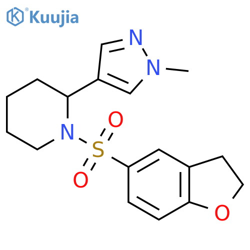 1-(2,3-dihydro-1-benzofuran-5-sulfonyl)-2-(1-methyl-1H-pyrazol-4-yl)piperidine structure