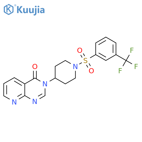 3-{1-[3-(trifluoromethyl)benzenesulfonyl]piperidin-4-yl}-3H,4H-pyrido[2,3-d]pyrimidin-4-one structure