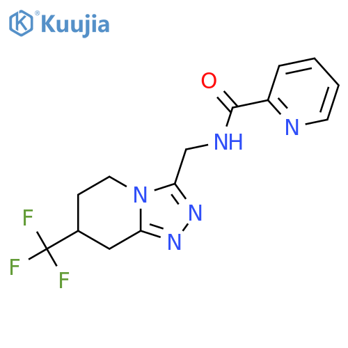 N-{7-(trifluoromethyl)-5H,6H,7H,8H-1,2,4triazolo4,3-apyridin-3-ylmethyl}pyridine-2-carboxamide structure