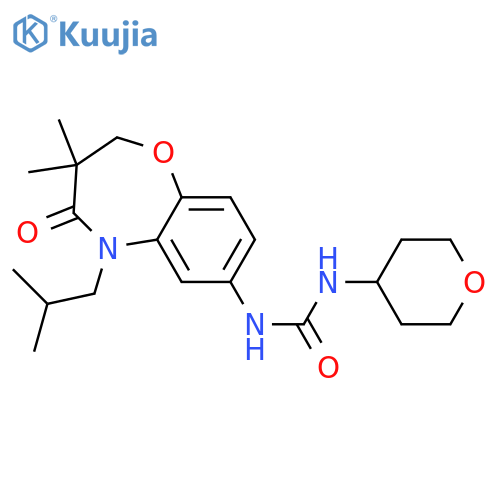 3-[3,3-dimethyl-5-(2-methylpropyl)-4-oxo-2,3,4,5-tetrahydro-1,5-benzoxazepin-7-yl]-1-(oxan-4-yl)urea structure