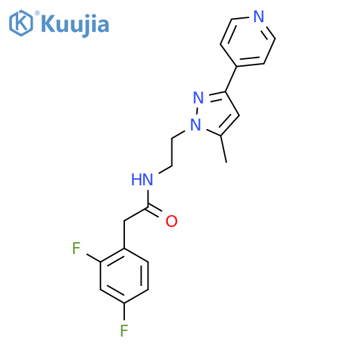 2-(2,4-difluorophenyl)-N-{2-[5-methyl-3-(pyridin-4-yl)-1H-pyrazol-1-yl]ethyl}acetamide structure