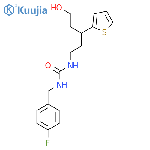 1-(4-fluorophenyl)methyl-3-5-hydroxy-3-(thiophen-2-yl)pentylurea structure
