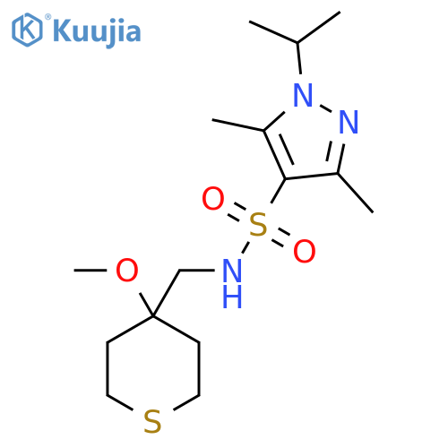 N-[(4-methoxythian-4-yl)methyl]-3,5-dimethyl-1-(propan-2-yl)-1H-pyrazole-4-sulfonamide structure