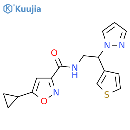 5-cyclopropyl-N-[2-(1H-pyrazol-1-yl)-2-(thiophen-3-yl)ethyl]-1,2-oxazole-3-carboxamide structure