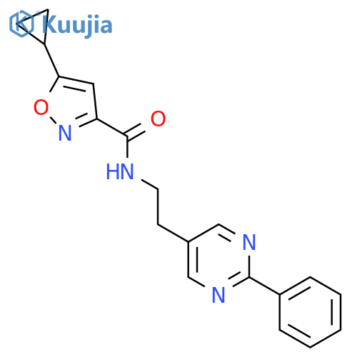 5-cyclopropyl-N-[2-(2-phenylpyrimidin-5-yl)ethyl]-1,2-oxazole-3-carboxamide structure