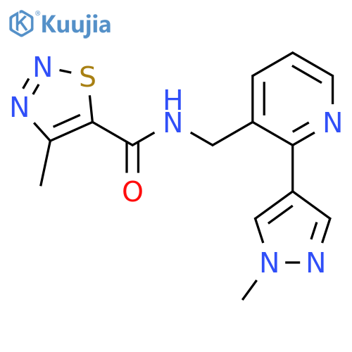 4-methyl-N-{2-(1-methyl-1H-pyrazol-4-yl)pyridin-3-ylmethyl}-1,2,3-thiadiazole-5-carboxamide structure