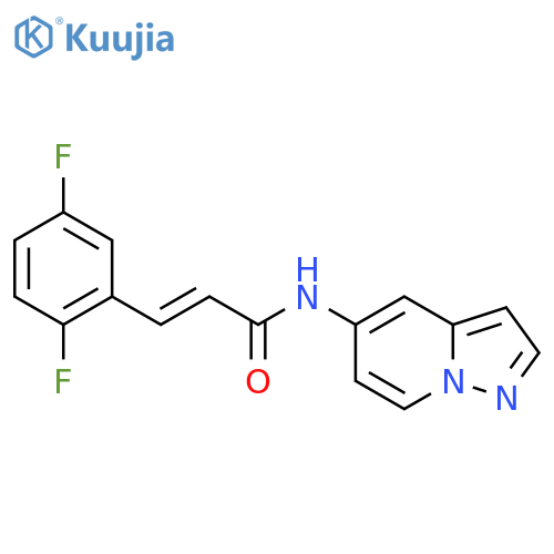 (2E)-3-(2,5-difluorophenyl)-N-{pyrazolo[1,5-a]pyridin-5-yl}prop-2-enamide structure
