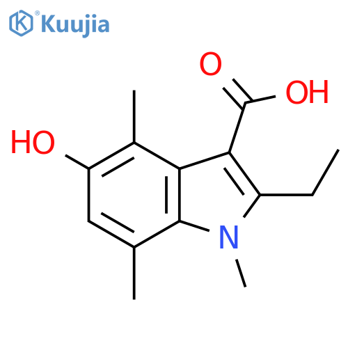 2-ethyl-5-hydroxy-1,4,7-trimethyl-1H-indole-3-carboxylic acid structure