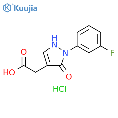 2-2-(3-fluorophenyl)-3-oxo-2,3-dihydro-1H-pyrazol-4-ylacetic acid hydrochloride structure