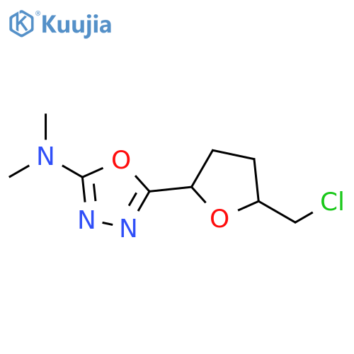 5-5-(chloromethyl)oxolan-2-yl-N,N-dimethyl-1,3,4-oxadiazol-2-amine structure