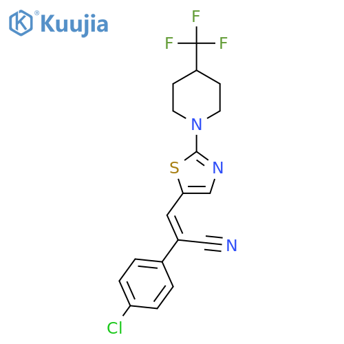 (Z)-2-(4-chlorophenyl)-3-{2-[4-(trifluoromethyl)piperidino]-1,3-thiazol-5-yl}-2-propenenitrile structure