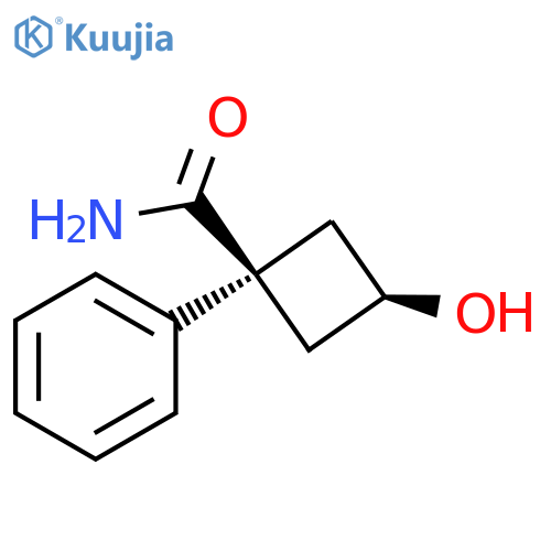 (1s,3s)-3-hydroxy-1-phenylcyclobutane-1-carboxamide structure
