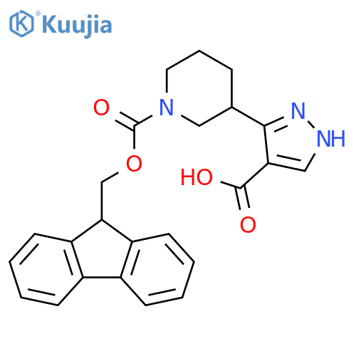 3-(1-{[(9H-fluoren-9-yl)methoxy]carbonyl}piperidin-3-yl)-1H-pyrazole-4-carboxylic acid structure
