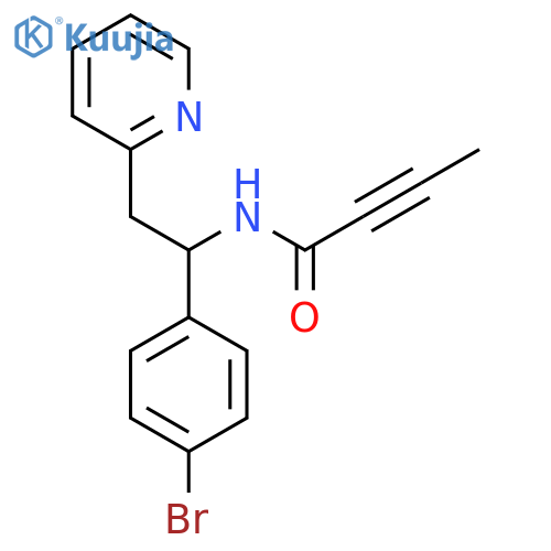 N-[1-(4-bromophenyl)-2-(pyridin-2-yl)ethyl]but-2-ynamide structure