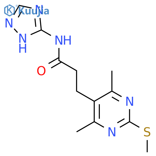 3-[4,6-dimethyl-2-(methylsulfanyl)pyrimidin-5-yl]-N-(4H-1,2,4-triazol-3-yl)propanamide structure