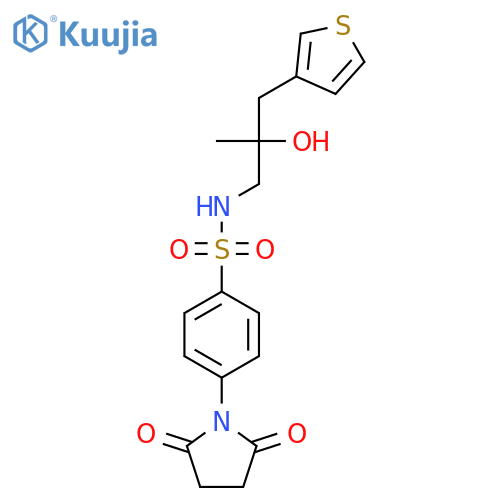 4-(2,5-dioxopyrrolidin-1-yl)-N-{2-hydroxy-2-[(thiophen-3-yl)methyl]propyl}benzene-1-sulfonamide structure