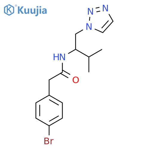 2-(4-bromophenyl)-N-[3-methyl-1-(1H-1,2,3-triazol-1-yl)butan-2-yl]acetamide structure