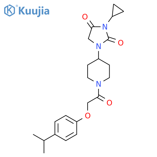 3-cyclopropyl-1-(1-{2-4-(propan-2-yl)phenoxyacetyl}piperidin-4-yl)imidazolidine-2,4-dione structure