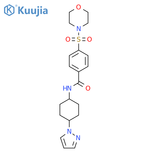 4-(morpholine-4-sulfonyl)-N-[4-(1H-pyrazol-1-yl)cyclohexyl]benzamide structure
