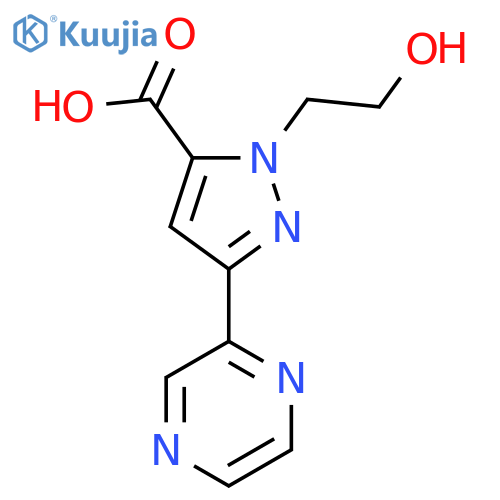 1-(2-hydroxyethyl)-3-(pyrazin-2-yl)-1H-pyrazole-5-carboxylic acid structure