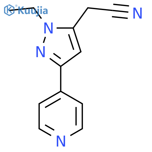2-(1-ethyl-3-(pyridin-4-yl)-1H-pyrazol-5-yl)acetonitrile structure