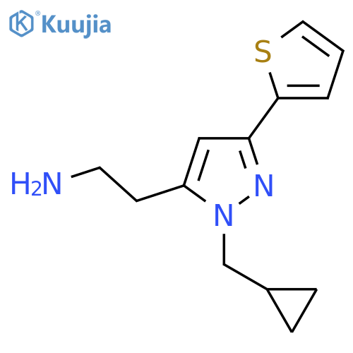 2-(1-(cyclopropylmethyl)-3-(thiophen-2-yl)-1H-pyrazol-5-yl)ethan-1-amine structure