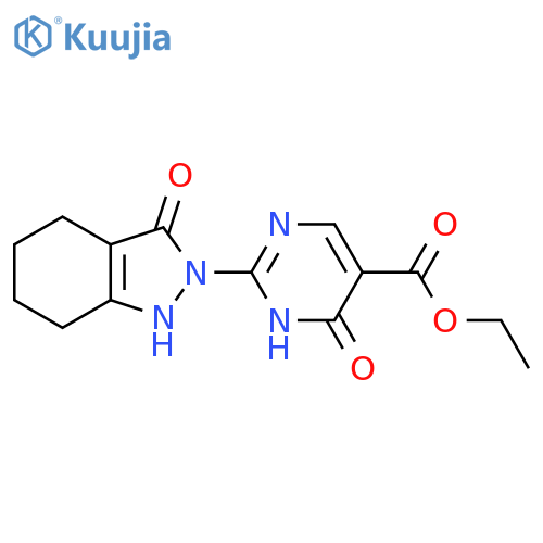 ethyl 6-oxo-2-(3-oxo-2,3,4,5,6,7-hexahydro-1H-indazol-2-yl)-1,6-dihydropyrimidine-5-carboxylate structure
