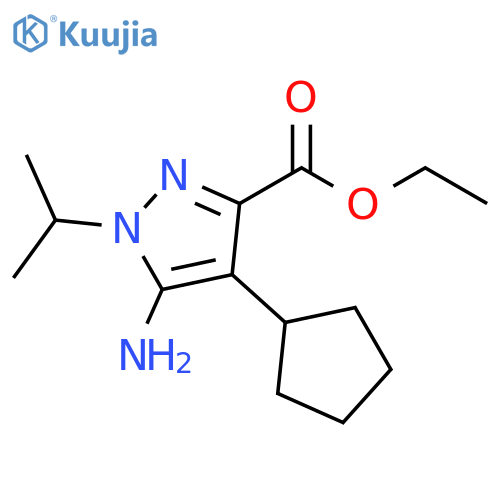 1H-Pyrazole-3-carboxylic acid, 5-amino-4-cyclopentyl-1-(1-methylethyl)-, ethyl ester structure
