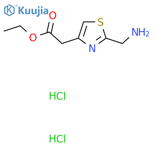 Ethyl 2-[2-(aminomethyl)-1,3-thiazol-4-yl]acetate dihydrochloride structure