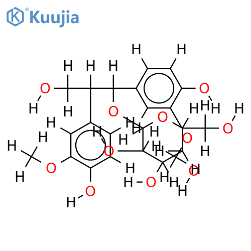 (1S,2R)-1,2-bis(4-hydroxy-3-methoxyphenyl)propane-1,3-diol 1-O-beta-D-glucopyranoside structure