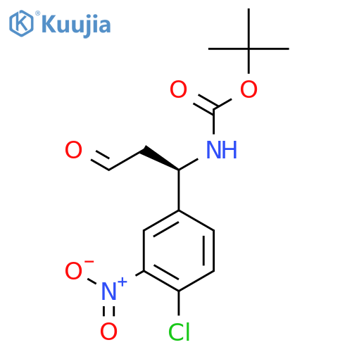 tert-butyl N-(1R)-1-(4-chloro-3-nitrophenyl)-3-oxopropylcarbamate structure