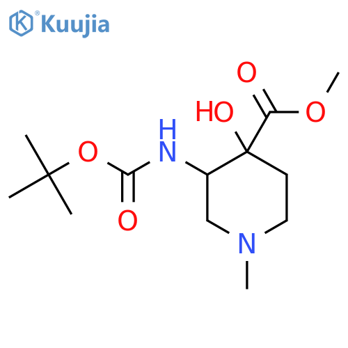 Methyl 3-{[(tert-butoxy)carbonyl]amino}-4-hydroxy-1-methylpiperidine-4-carboxylate structure