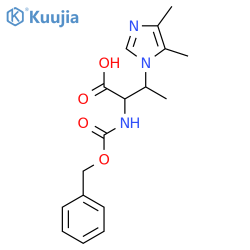2-{(benzyloxy)carbonylamino}-3-(4,5-dimethyl-1H-imidazol-1-yl)butanoic acid structure