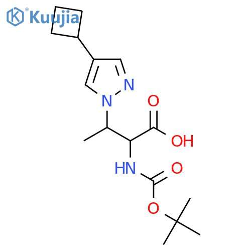 2-{(tert-butoxy)carbonylamino}-3-(4-cyclobutyl-1H-pyrazol-1-yl)butanoic acid structure