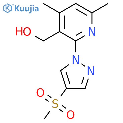 2-(4-methanesulfonyl-1H-pyrazol-1-yl)-4,6-dimethylpyridin-3-ylmethanol structure