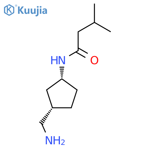 rac-N-[(1R,3S)-3-(aminomethyl)cyclopentyl]-3-methylbutanamide structure