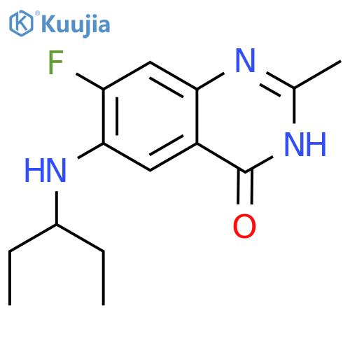 7-fluoro-2-methyl-6-(pentan-3-yl)amino-3,4-dihydroquinazolin-4-one structure