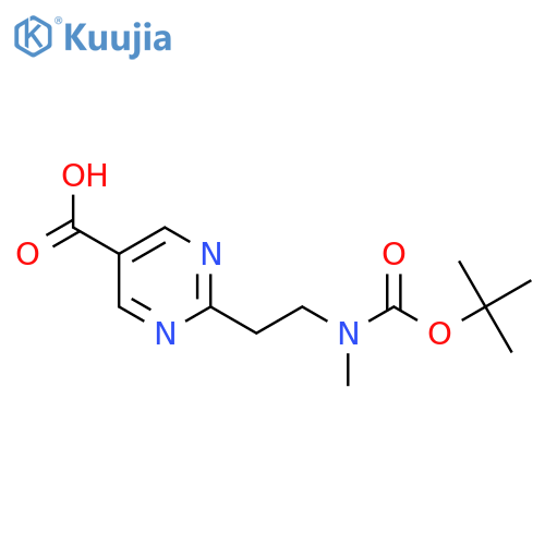 2-(2-{[(Tert-butoxy)carbonyl](methyl)amino}ethyl)pyrimidine-5-carboxylic acid structure