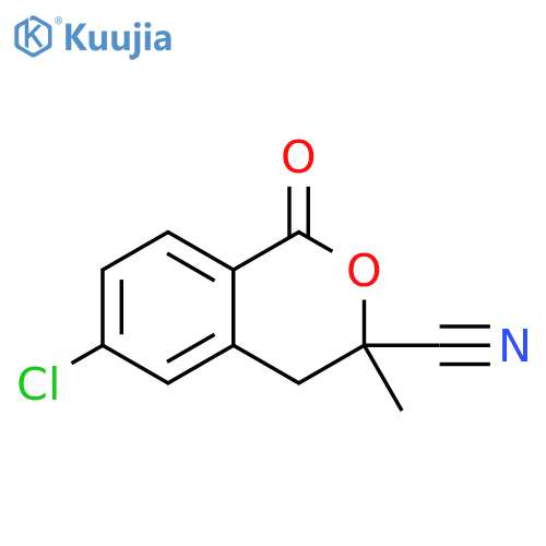 1H-2-Benzopyran-3-carbonitrile, 6-chloro-3,4-dihydro-3-methyl-1-oxo- structure