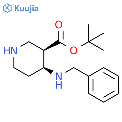 3-Piperidinecarboxylic acid, 4-[(phenylmethyl)amino]-, 1,1-dimethylethyl ester, (3R,4S)-rel- structure